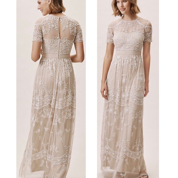 New BHLDN Ruby 0 / 2 / 4 Tan Beads Maxi Wedding - Picture 6 of 8